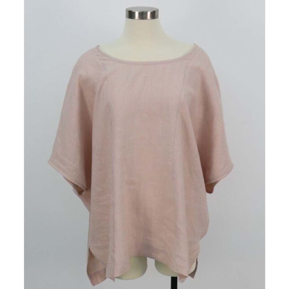 Eva Tralala Blush Rose Lagenlook Linen Made in Paris Art To Wear Popover Top Lg